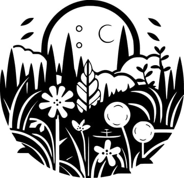 Garden, Black and White Vector illustration