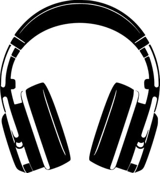 Headphones, Black and White Vector illustration