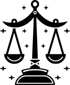 Justice - Black and White Isolated Icon - Vector illustration