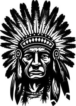 Indian Chief - Minimalist and Flat Logo - Vector illustration