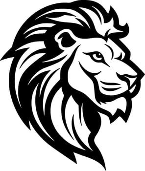 Lion, Black and White Vector illustration