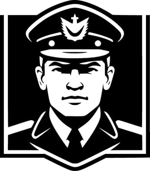 Military - Black and White Isolated Icon - Vector illustration
