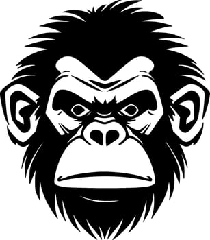 Monkey, Black and White Vector illustration
