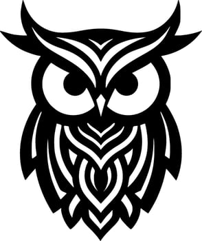 Owl, Black and White Vector illustration