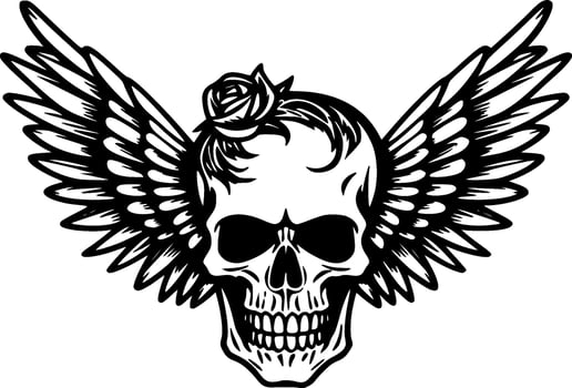 Skull, Black and White Vector illustration