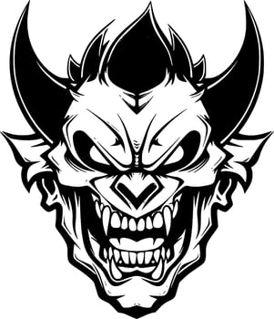 Skull, Black and White Vector illustration