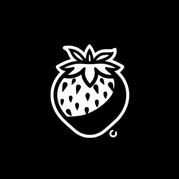 Strawberry, Black and White Vector illustration
