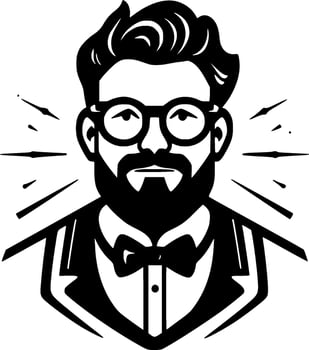 Teacher, Black and White Vector illustration
