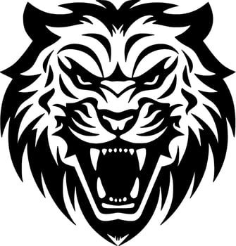 Tiger - Black and White Isolated Icon - Vector illustration