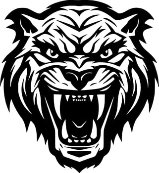 Tiger, Black and White Vector illustration