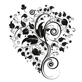 Florish and swirl black art on transparent background, created with generative AI png