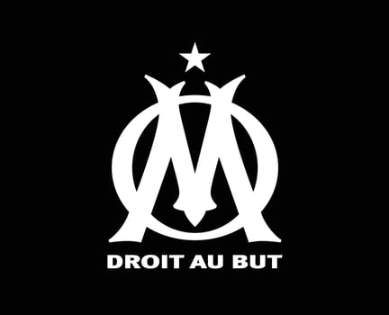 Olympique de Marseille Club Logo Symbol White Ligue 1 Football French Abstract Design Vector Illustration With Black Background