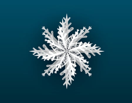 Vector isolated cartoon winter shining filigree snowflake.