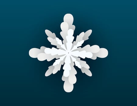 Vector isolated cartoon winter shining filigree snowflake.