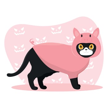Isolated cute cat with a pig costume Vector
