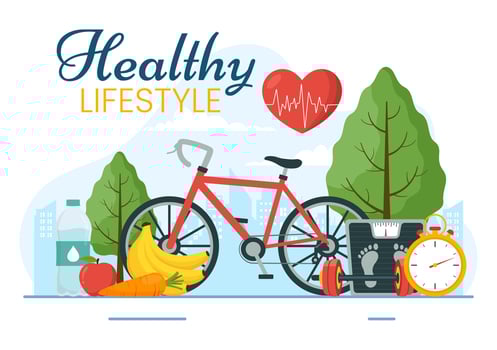 Healthy Lifestyle Vector Illustration with Organic Vegetables or Fruit, Sport and Workout in Flat Cartoon Hand Drawn Background Design Templates