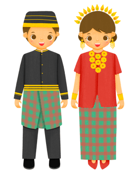 Couple Wearing Indonesia Traditional Cloth png