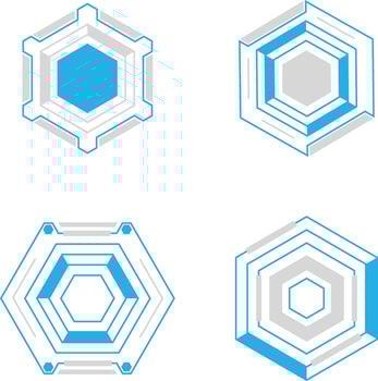 Hexagon Futuristic HUD Vector Icon Collection. Isolated On White Background
