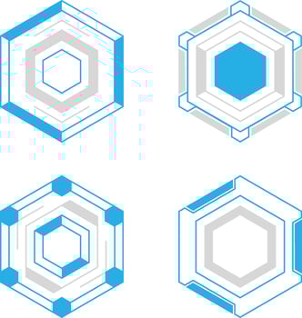Hexagon Futuristic HUD Vector Icon Collection. Isolated On White Background
