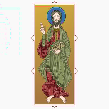 Vector design of Saint James the Apostle holding a codex, Christian art from the middle ages
