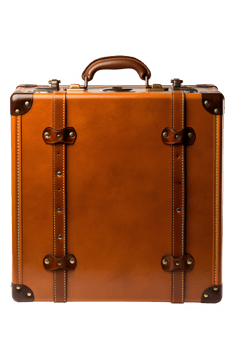 vintage brown leather suitcase isolated on transparent background ,generative ai png