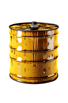 yellow oil barrel isolated on transparent background ,yellow oil storage png ,generative ai