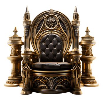 seat of the royal throne isolated on transparent background ,golden throne chair ,generative ai png