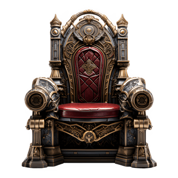 seat of the royal throne isolated on transparent background ,golden throne chair ,generative ai png