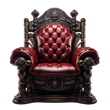 seat of the royal throne isolated on transparent background ,golden throne chair ,generative ai png