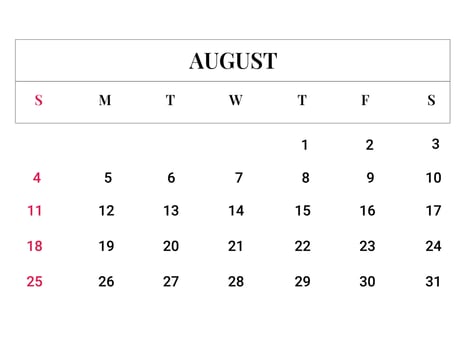 2024 august calendar vector