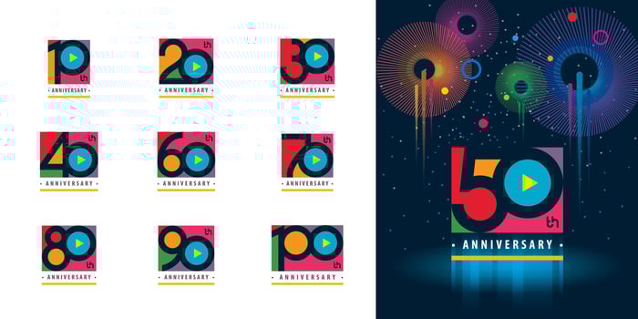 Set of Anniversary logotype design, Celebrating Anniversary Colorful Logo vector