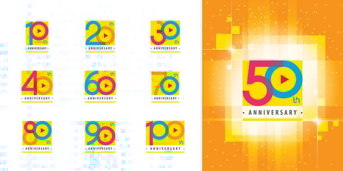 Set of Anniversary logotype design, Celebrating Anniversary Colorful Logo vector