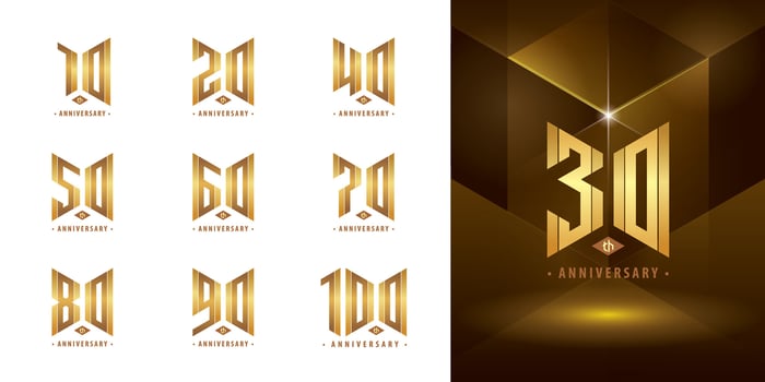 Set of 10 to 100 Anniversary logotype design, Years Celebrate Anniversary Logo vector