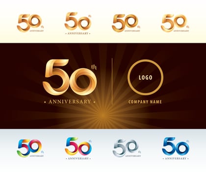 Set of 50th Anniversary logotype design, Fifty years celebration Anniversary Logo vector