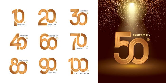 Set of 10 to 100 Anniversary logotype design, Years Celebrate Anniversary Logo vector