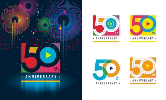 Set of 50th Anniversary logotype design, Fifty years Celebrating Anniversary vector