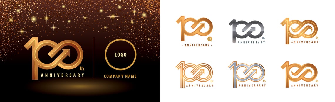 Set of 100th Anniversary logotype design, Hundred years anniversary celebration vector