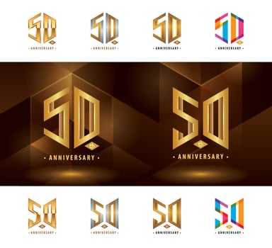 Set of 50th Anniversary logotype design, Fifty years Celebrate Anniversary Logo vector