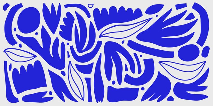 Vector set of abstract organic shapes, collage cutout style, contemporary art composition. Matisse inspired, flowers, leaves, geometry.