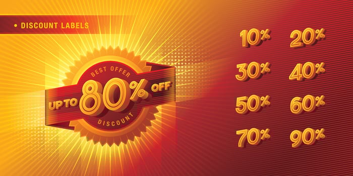 Sale and discount labels, Abstract Red Star ribbon offer Sale Discount labels set vector