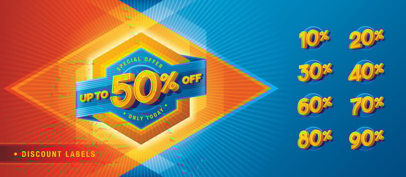 Sale and discount labels, Abstract Blue Hexagon offer Sale Discount labels vector