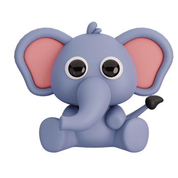 Cute Sitting Elephant Isolated. Animals Cartoon Style Icon Concept. 3D Render Illustration png