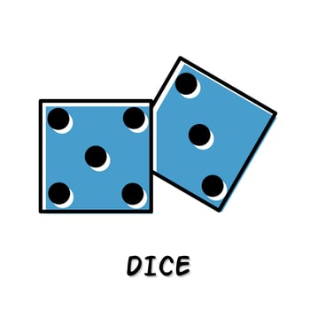 Dice icon illustration. Blue color illustration design. vector