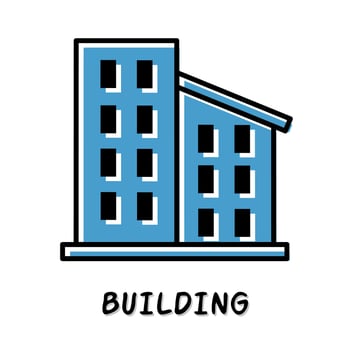 Buildings icon illustration. Blue color illustration design. vector