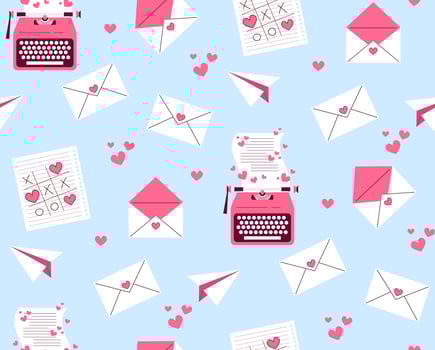Seamless pattern with love letters. Vector background for Valentine's Day.