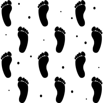 Black Human Footprint Seamless Pattern vector