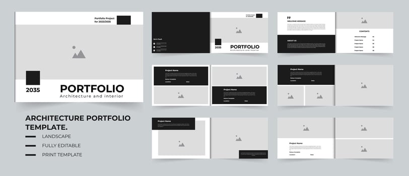 Modern Architecture Portfolio or real estate portfolio template design landscape portfolio vector