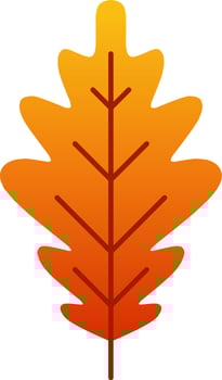 autumn oak leaf vector illustration. Simple fall season oak leaf icon with gradient color. Autumn graphic resource for icon, sign, symbol or decoration. Fall season leaf icon for design cozy and hygge