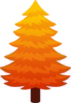 Autumn pine vector illustration. Fall season pine icon with gradient color. Fall season pine tree for autumn icon, sign, symbol or decoration. Christmas tree in autumn for design forest and plant