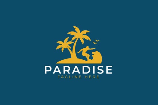 Summer Beach Logo Concept. Beach Concept Brand Identity. Summer Vibes for Holiday and Vacation Sign Symbol vector